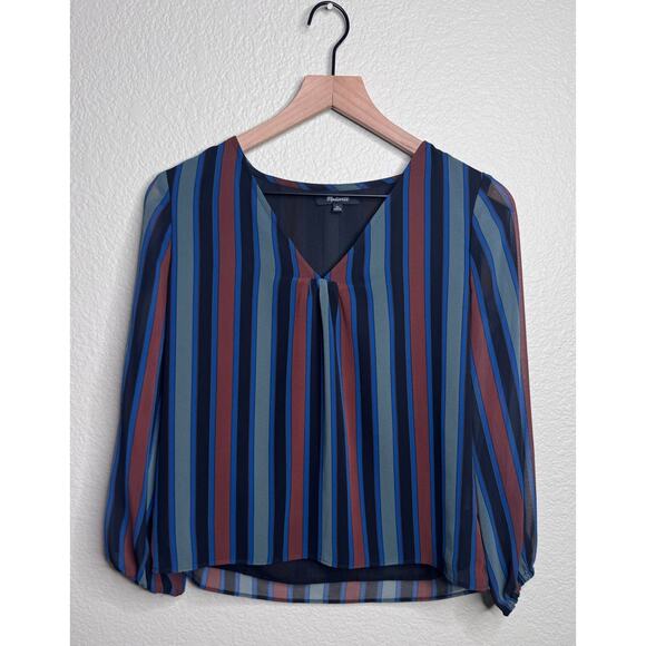 Madewell Sheer-Sleeve Top in Academy Stripe - Picture 4 of 9